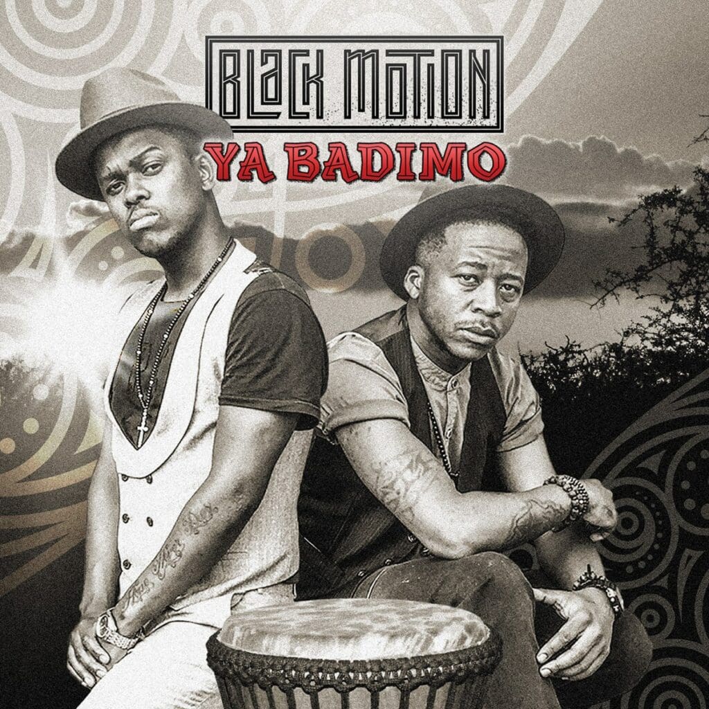 Cover album of Black Motion release Ya Badimo showing the original two members of the band with Thabo on the right.